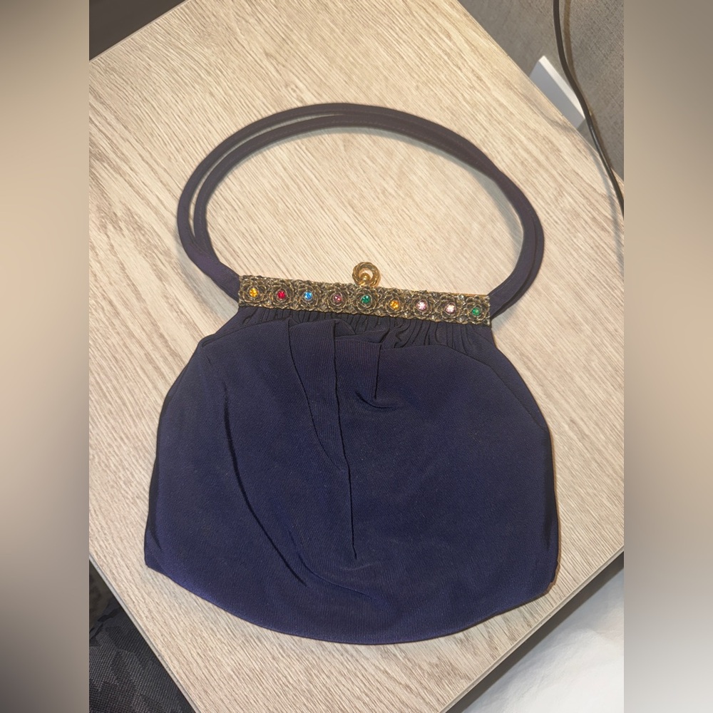 Vintage Guild Creations Elegant Navy Blue Women's Bag